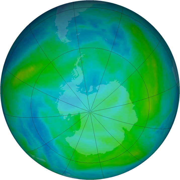 Antarctic ozone map for 16 February 1987